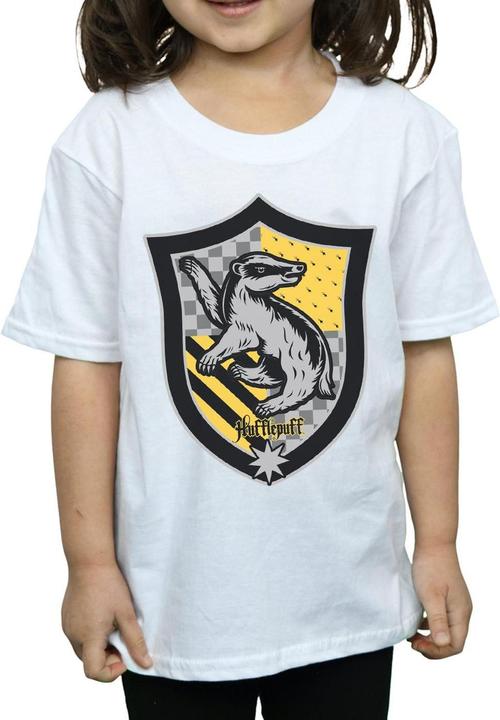 Actual product image Girls Hufflepuff Crest Flat Cotton T-Shirt (152, 158)