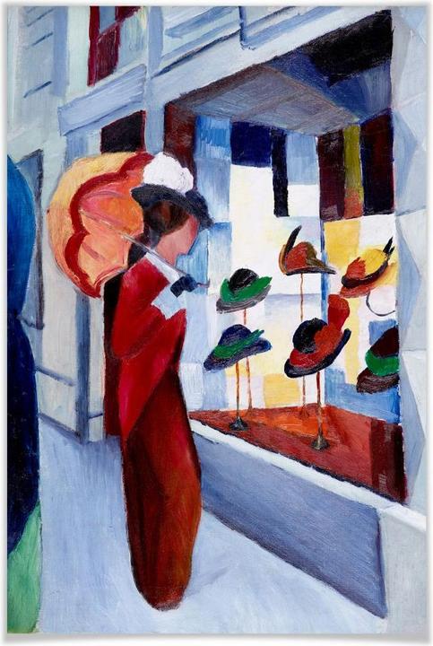 Image du produit Trenddeko Macke - Femme avec une ombrelle devant un magasin de chapeaux (70 x 100 cm)