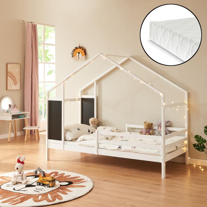 Produktbild En.Casa Kinderbett Lorenskog mit Matratze 90x200 cm Weiss (90 x 200 cm)