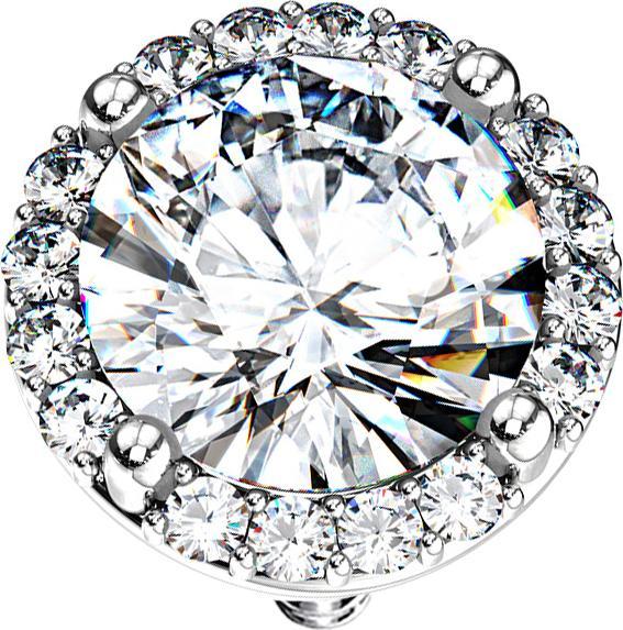 Image du produit Star Piercing Dermal Anchor argent double pavé cristal grand argent (Laiton, Acier chirurgical 316L)