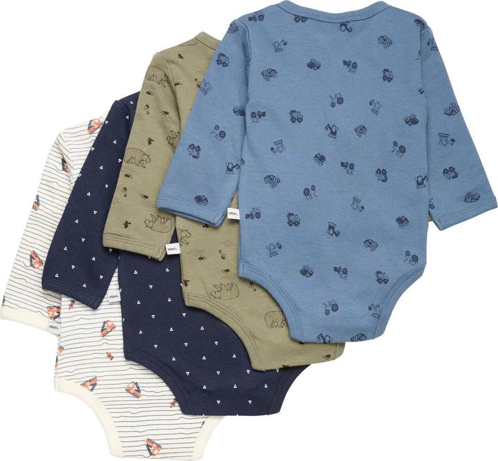 Actual product image Pippi Wrap Around Long Sleeve Bodysuit Set of 4 Deep Lichen Green Gr. 68 (68)