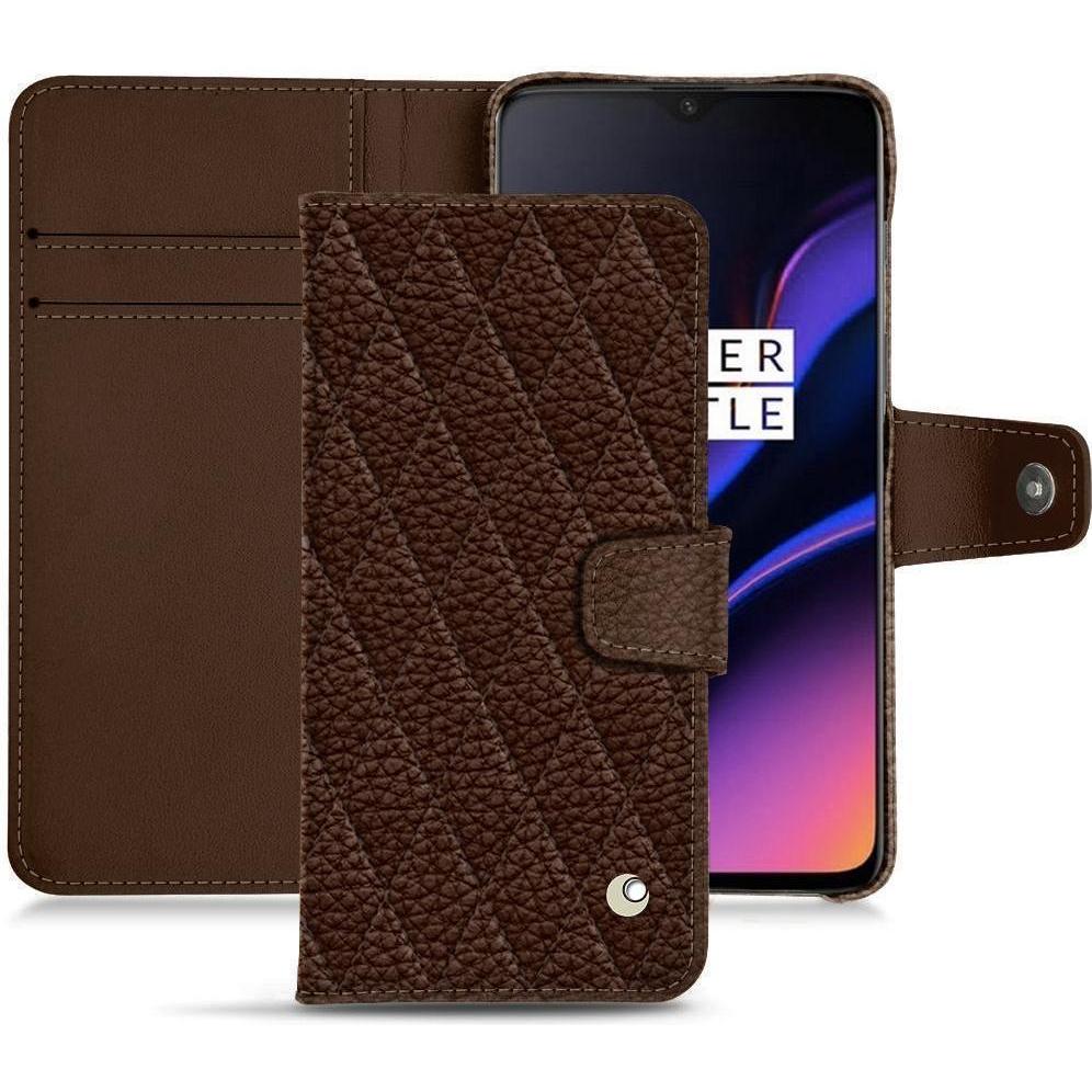 Noreve Lederschutzhülle Wallet (OnePlus 6T), Smartphone Hülle, Braun