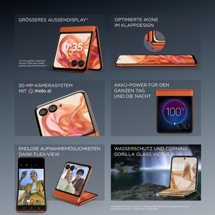 Image du produit Motorola Razr 50 (256 Go, Spritz Orange, 6.90", SIM + eSIM, 5G)