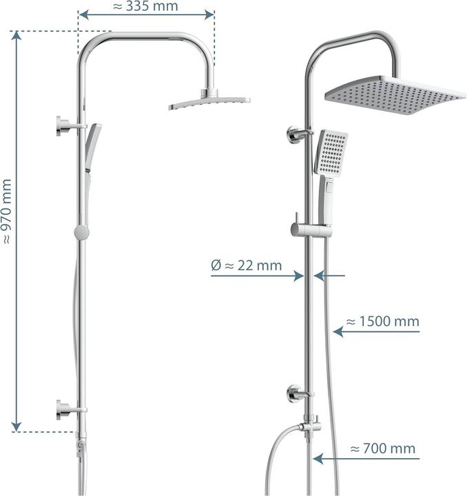 Image du produit Schütte Douche à effet pluie salle de bain MALLORCA Ensemble de douche à effet pluie chromé 60660