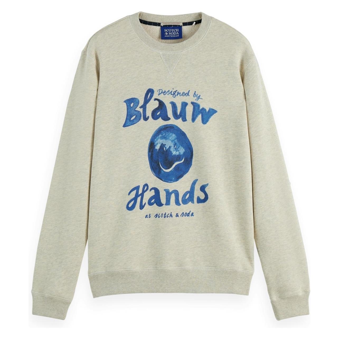 Scotch & Soda, Mannen, Springer, Felpa Con Stampa Denim Lavato, Beige, (Xxl)
