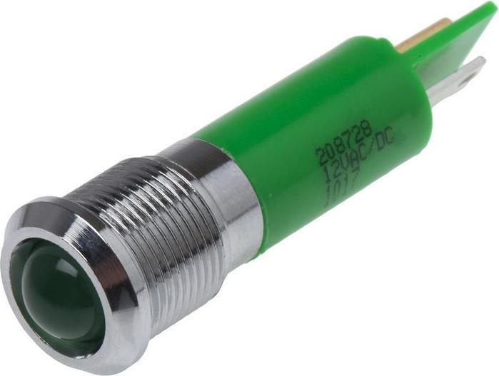 Produktbild RS PRO LED erhaben 12mm chrom 12Vac/dc grün