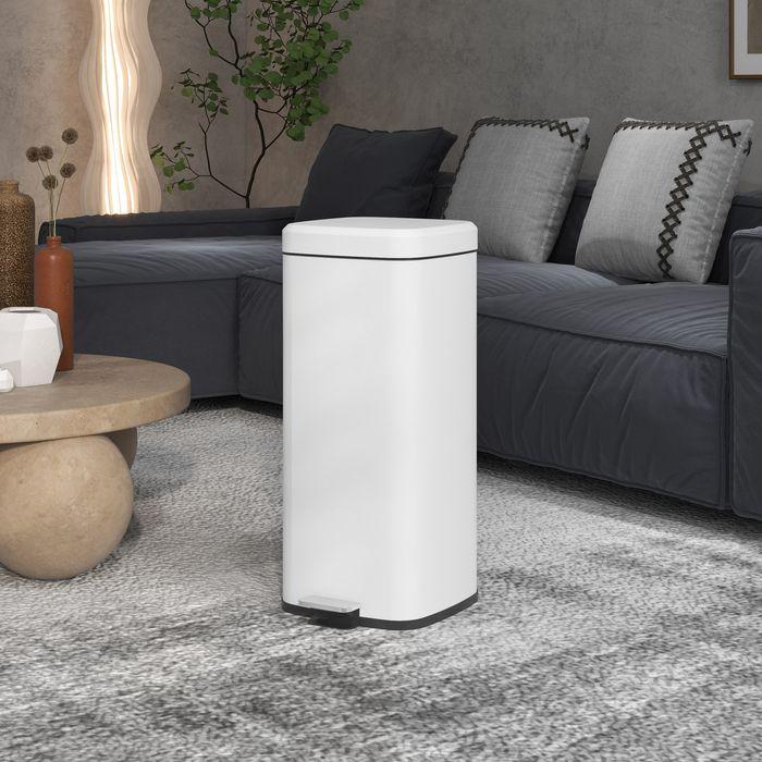 Produktbild Swisshandel24 Mülleimer 30L Treteimer mit Deckel Fusspedal Inneneimer, Wohnzimmer Büro Metall (30 l)
