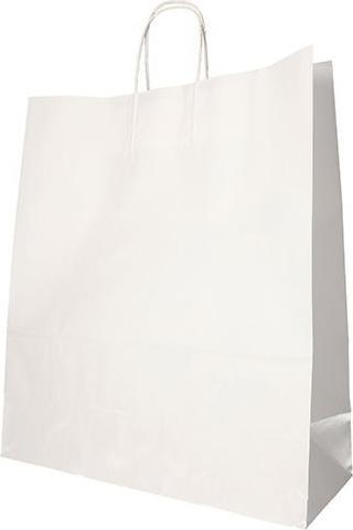 Produktbild Papstar Papier-Tragetasche, 410 x 350 x 140 mm, weiss aus Kraftpapier, 80 g/qm, Tragkraft: 8,5 kg, mit Trage (Geschenktüte, 25 x)