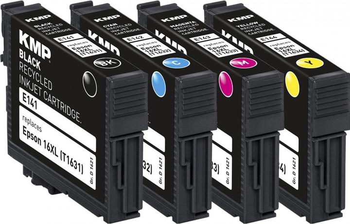 Image du produit KMP E141V Multipack BK/C/M/Y compatible avec Epson T 163 (M, C, Y, CF)