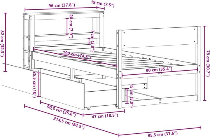 Image du produit vidaXL Bettgestell (90 x 190 cm)