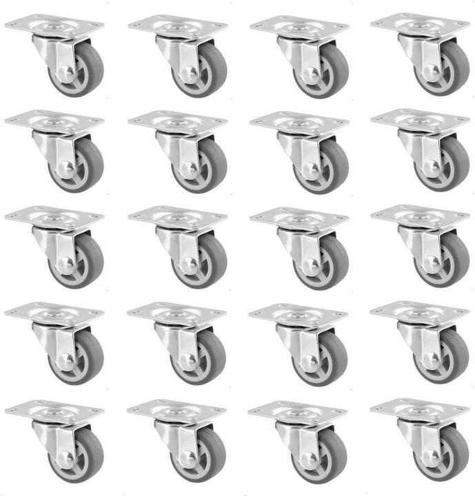 Produktbild Wagner System Möbel-Lenkrolle ø 30 mm 20 Stk. mit Anschraubplatte soft