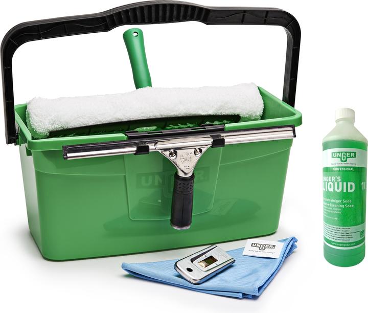 Unger Set completo Pro 5in1 con Detergente liquido per vetri 1L (per la pulizia professionale dei vetri) (1 pz.)