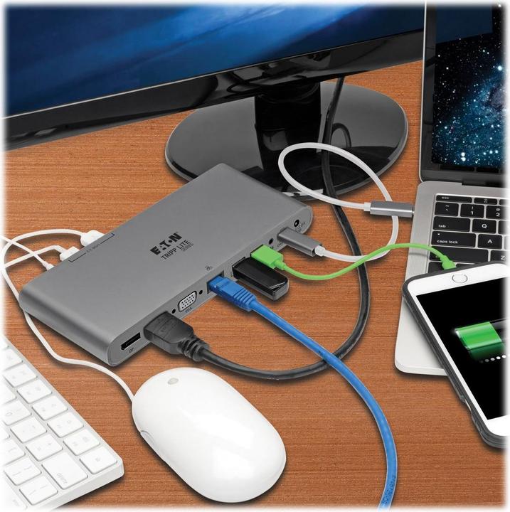 Actual product image Eaton USB-C Dock Triple Display - 4K HDMI/DisplayPort VGA USB 3.2 Gen 1 USB-A/USB-C Hub Gb (USB-C)