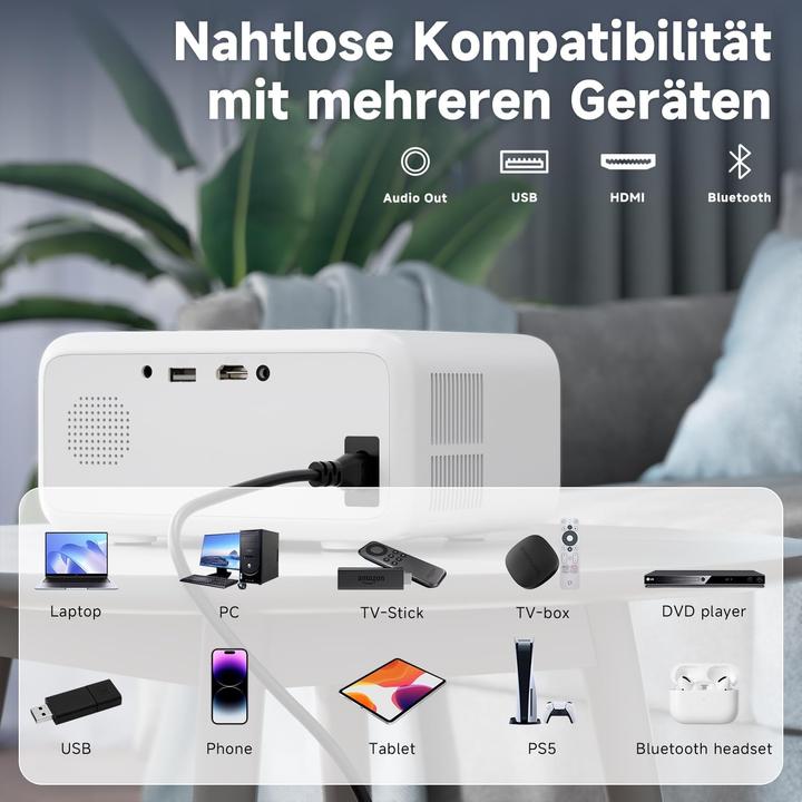 Immagine prodotto Visulapex Mini Beamer V3Pro mit 5G WiFi und 1080P Unterstützung