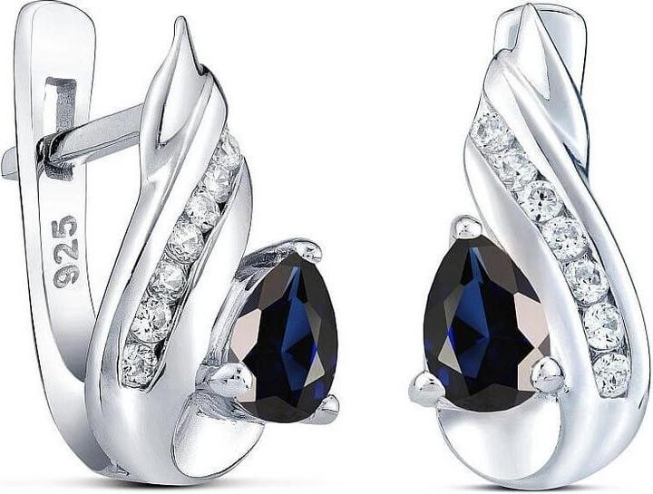 Produktbild Silvego Silver earrings with synthetic sapphire Valeria QRE04S (Synthetischer Stein)