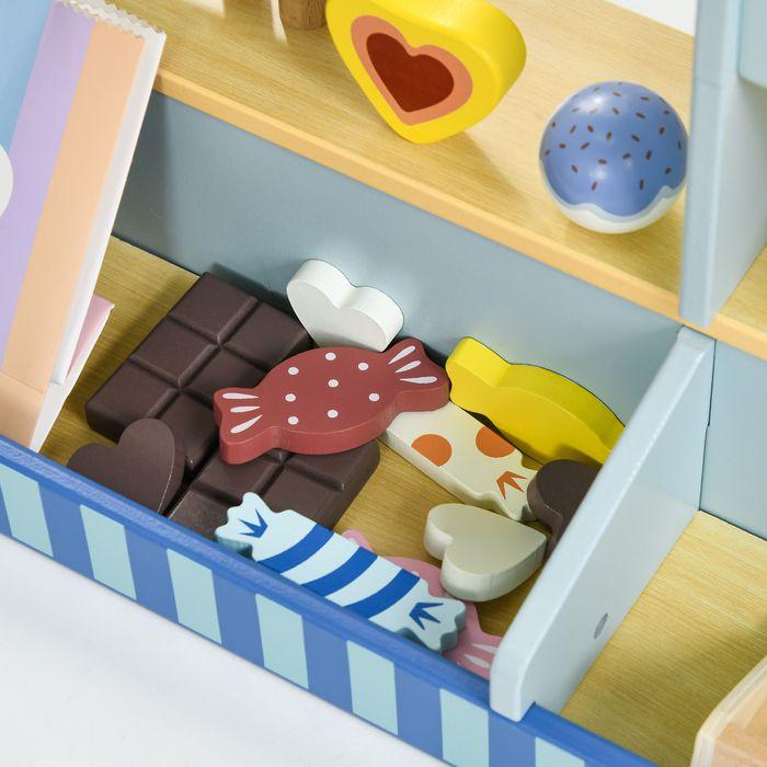 Produktbild Swisshandel24 Eisdiele Kinder Holz, Eis Holzspielzeug für Kinder mit Küchenzubehör, Hellblau