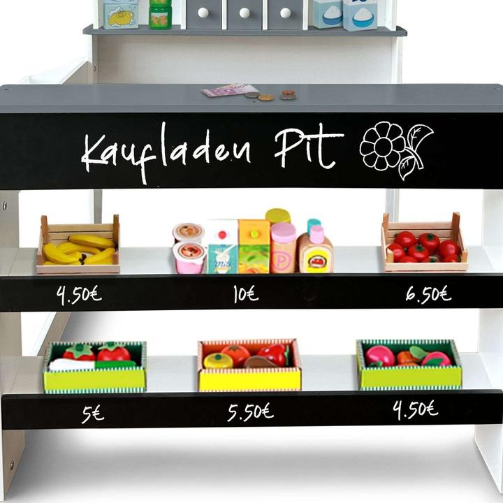 Image du produit Coemo Kaufladen Pit aus Holz mit Preisschildern