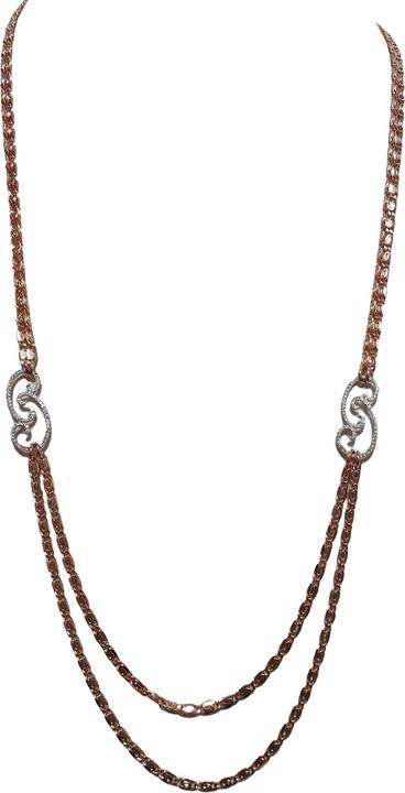 L'Officiel Collana rosa due fili elementi zirconi