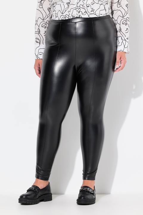 Immagine prodotto Ulla Popken Leggings slim in similpelle con cintura elastica e cuciture decorative (46, 48)