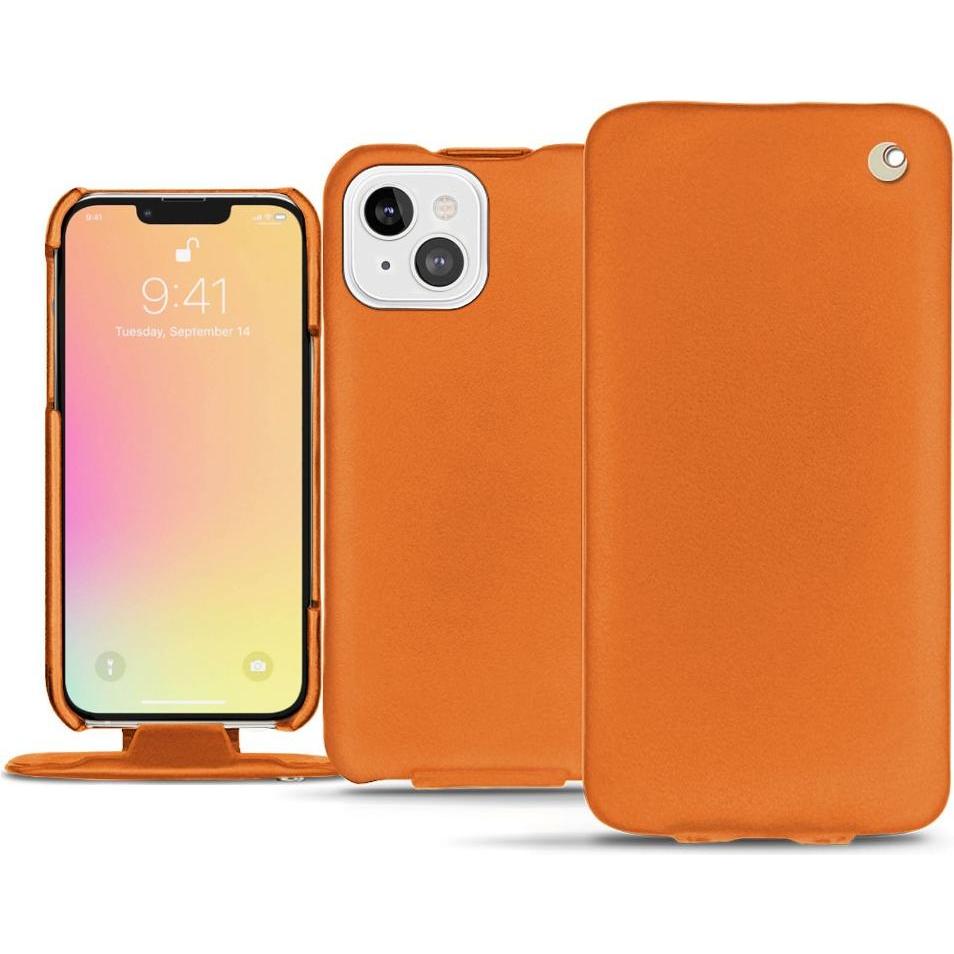 Noreve Lederschutzhülle vertikal (Apple iPhone 13), Smartphone Hülle, Orange