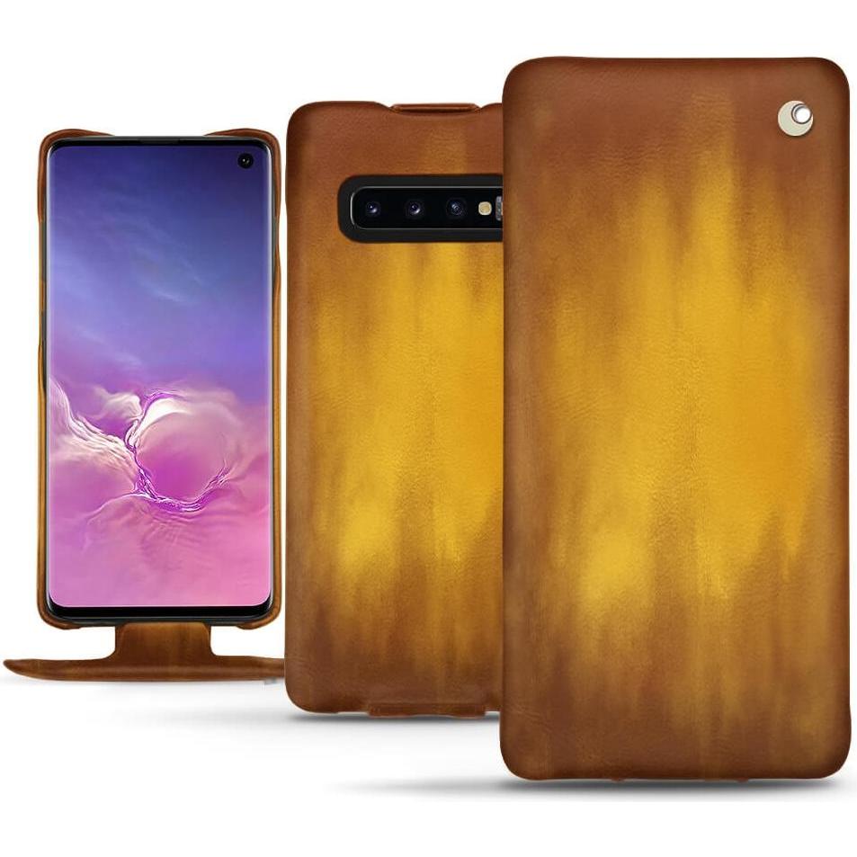 Noreve Lederschutzhülle vertikal (Samsung Galaxy S10), Smartphone Hülle, Gold