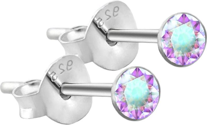 Actual product image Star Piercing Round stud earrings in 925 sterling silver with crystal multicolour (without brass, 925 sterling silver)