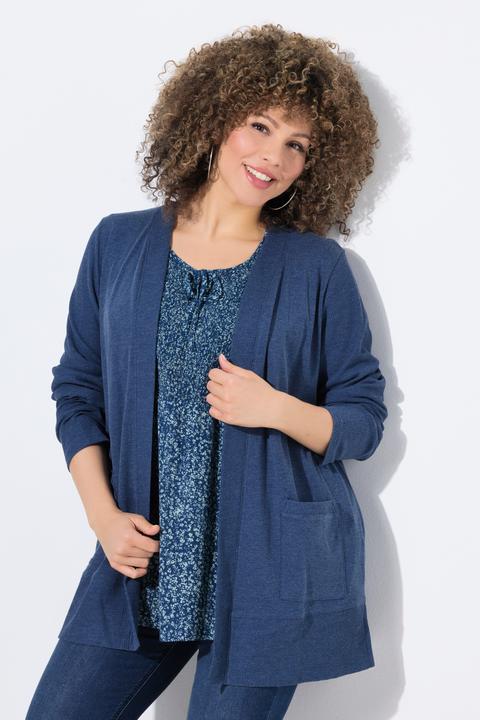 Image du produit Ulla Popken Veste en molleton, texture gaufrée. Coupe ouverte, manches longues. (42, 44)