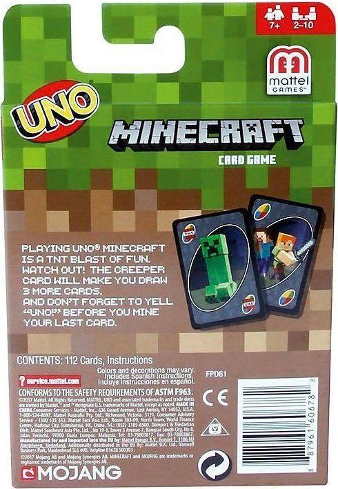 Produktbild Mattel Games Minecraft: UNO (Deutsch, Englisch, Französisch, Italienisch, 2 - 10 Spieler)
