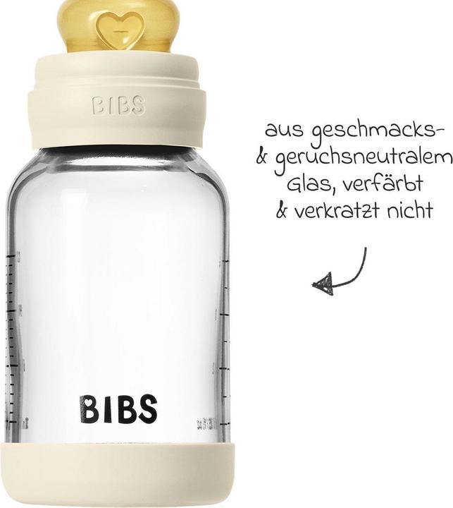Actual product image Bibs - Glass Baby Bottle Round Latex Slow Flow - Ivory - 120 ml (120 ml)