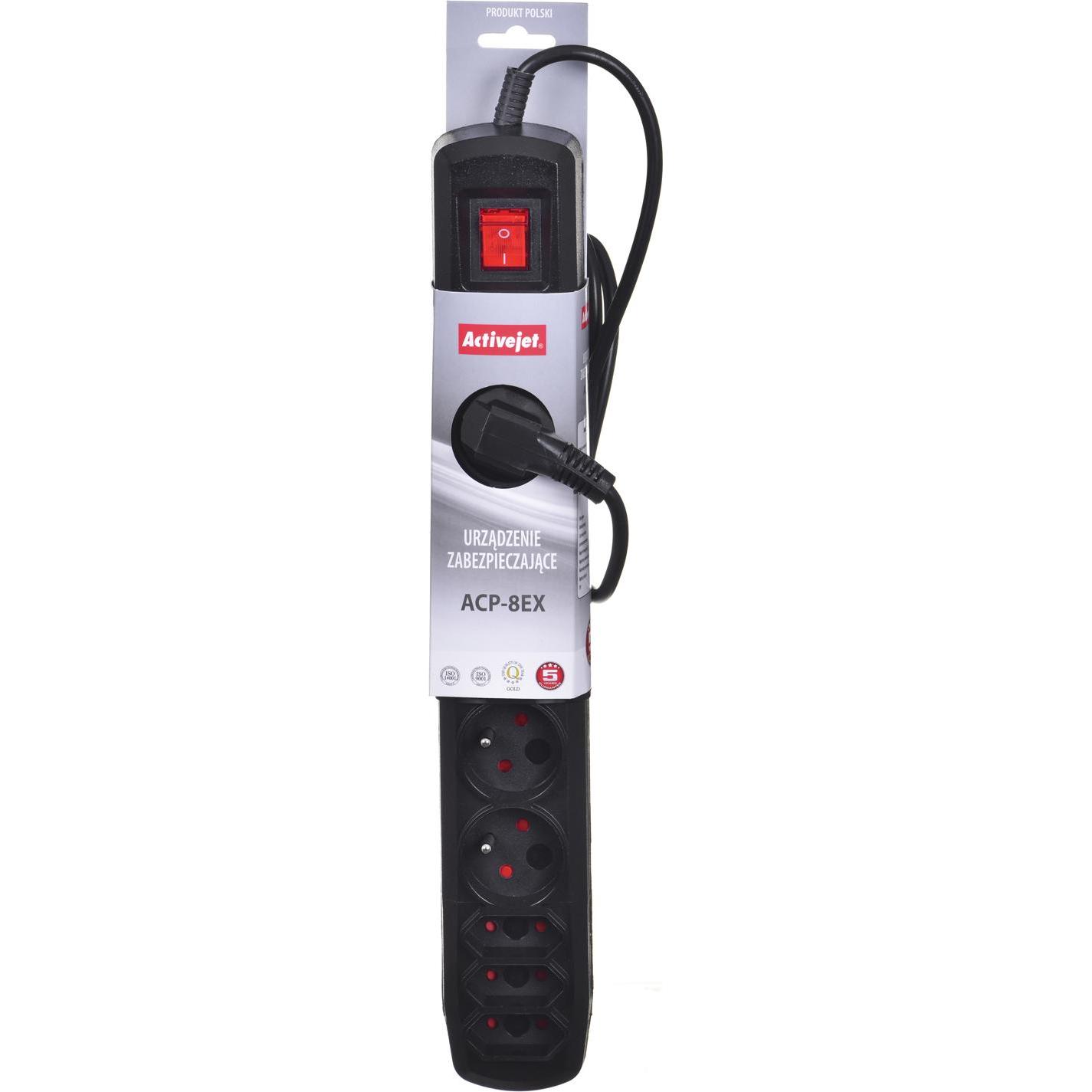 Thumbnail - Activejet, Steckdosenleiste, APN-8G/1.5M-BK Steckdosenleiste mit Kabel (8 x, CEE 7/16, CEE 7/5, 1.50 m)