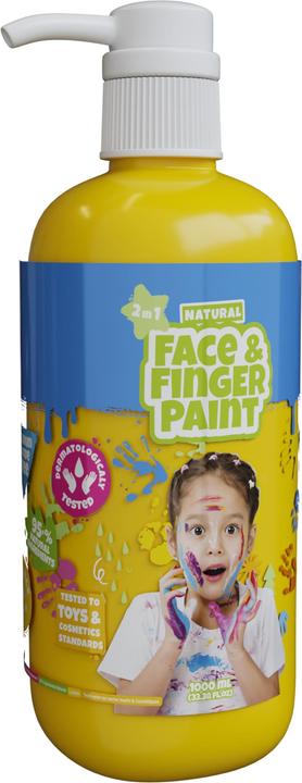 Productafbeelding Boti Natuurlijke fles met pompje voor gezichts- en vingerverf - geel, 1 l (Geel, 1000 ml)