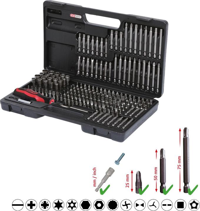 Produktbild KS Tools 1/4 CLASSIC Bit-Satz 208-teilig (Sechskant (hexagonal))