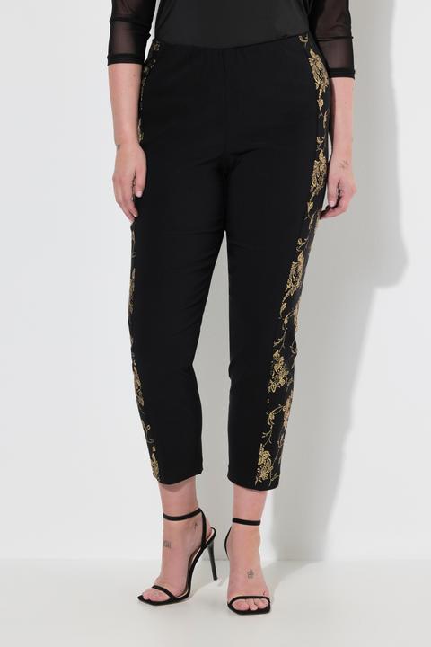 Image du produit Miamoda Pantalon en bengaline, jambe étroite, imprimé doré (54)