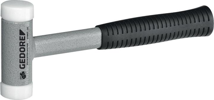 Actual product image Gedore Recoilless soft-face hammer, Ø 60 mm, tubular steel handle, replaceable polyamide heads (1800 g)