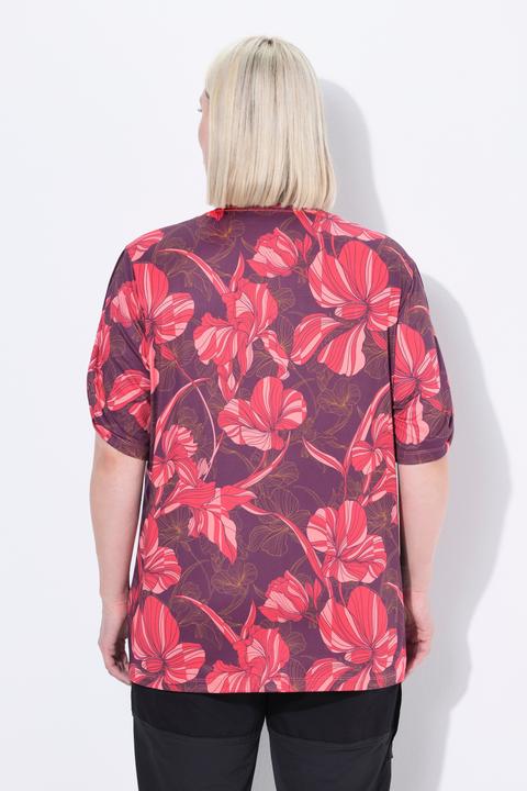 Produktbild Ulla Popken Funktionsshirt, Blüten, V-Ausschnitt, Halbarm, recycelt (46, 48)