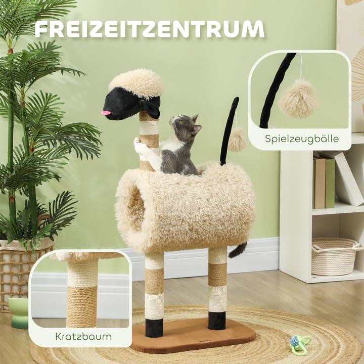Produktbild PawHut Kratzbaum Spanplatte, Polyester Braun (98 cm, Hellbraun)