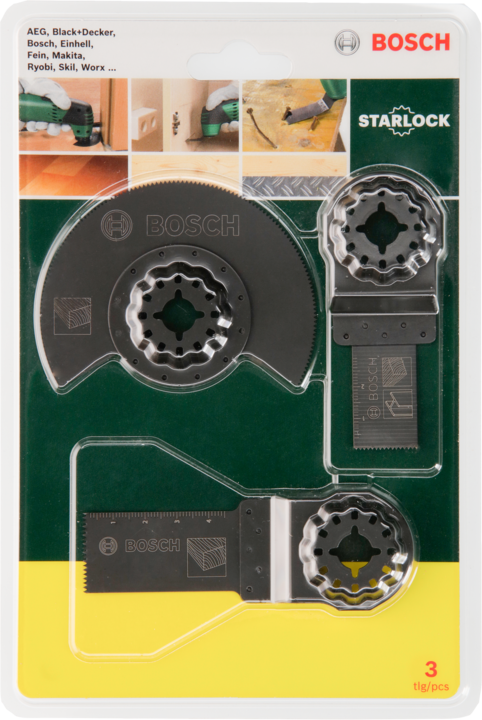 Bosch Zubehör Starlock Starter-Set Holz, 3-teilig, für Multifunktionsgeräte