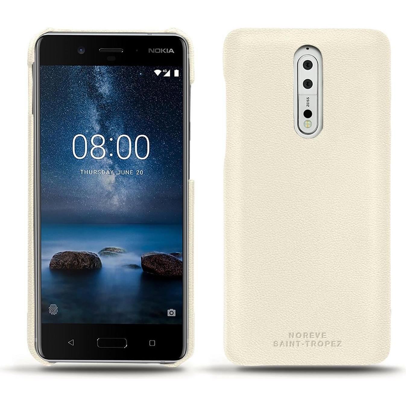 Noreve Lederschutzhülle (Nokia 8), Smartphone Hülle, Weiss