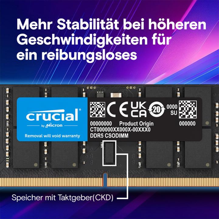 Actual product image Crucial DDR5-6400 Kit 64GB 2x32GB CSODIMM CL52 (2 x 32GB, 3200 MHz, DDR5 RAM, SO-DIMM)