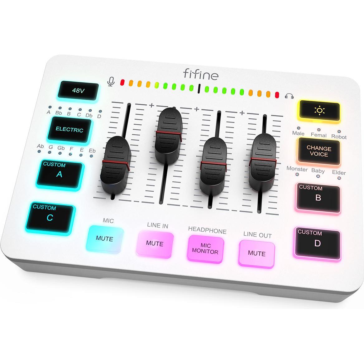 Fifine Gaming Audio Mixer SC3, 4-Kanal, Mikrofon
