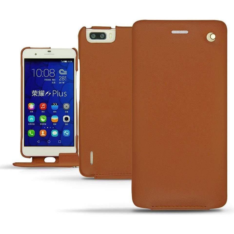Noreve Lederschutzhülle vertikal (Honor 6 Plus), Smartphone Hülle, Braun