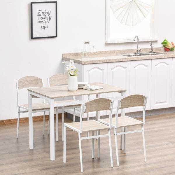 Image du produit Homcom Ensemble de salle à manger avec table et chaises (Métal, Panneau de bois MDF)