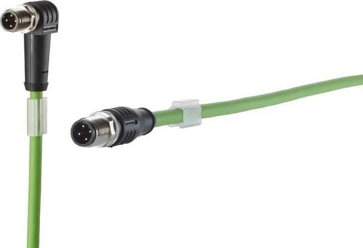 Actual product image Metz 142M1D19010 M12 network cable, patch cable CAT 5e SF/FTP 1m Green PUR jacket, acid resistant (F/FTP, CAT5e, 1 m)
