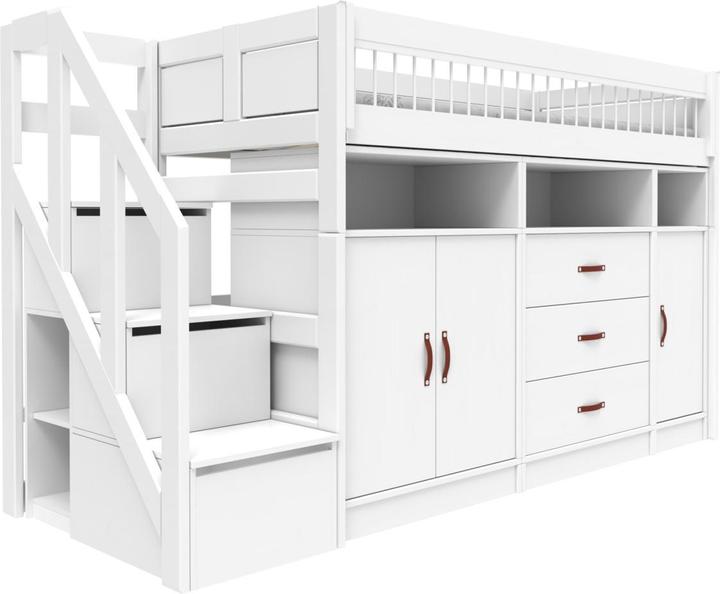 Lifetime Kidsrooms ALL IN ONE KOMBO, letto a soppalco con scrivania 152 rete a doghe a scomparsa (102 x 257 cm)