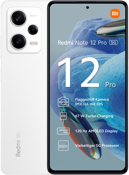 Produktbild Xiaomi Redmi Note 12 Pro 5G (8GB) (128 GB, Polar White, 6.67", Dual SIM, 50 Mpx, 5G)