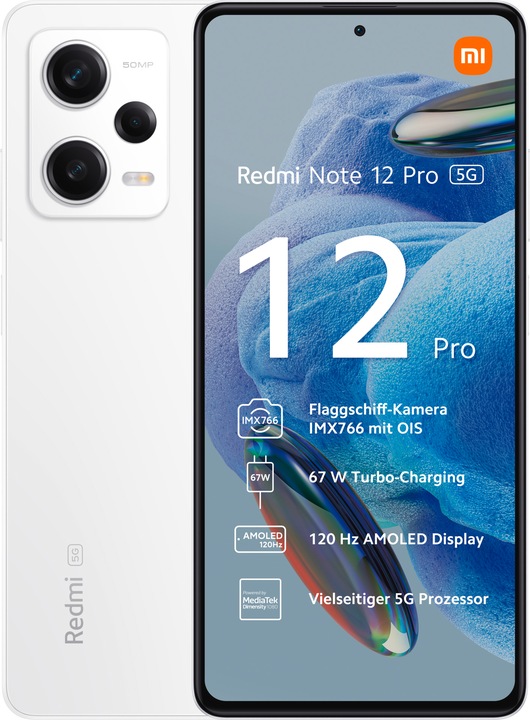 Produktbild Xiaomi Redmi Note 12 Pro 5G (8GB) (128 GB, Polar White, 6.67", Dual SIM, 50 Mpx, 5G)