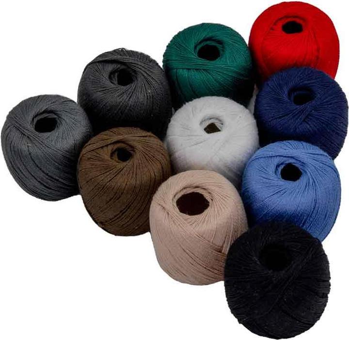 ZKH Clear pack with cotton darning yarn, 10 balls of 20 m each, assorted colours