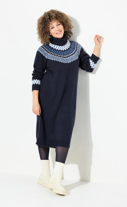 Produktbild Ulla Popken Strickkleid, Norwegermuster, Rollkragen, Langarm (42, 44)