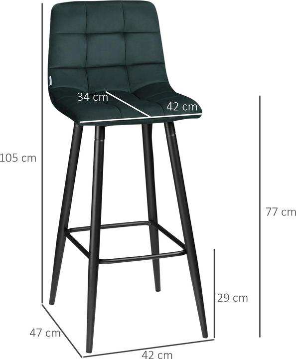 Produktbild Homcom Barhocker-Set Polyester, Stahl Grün
