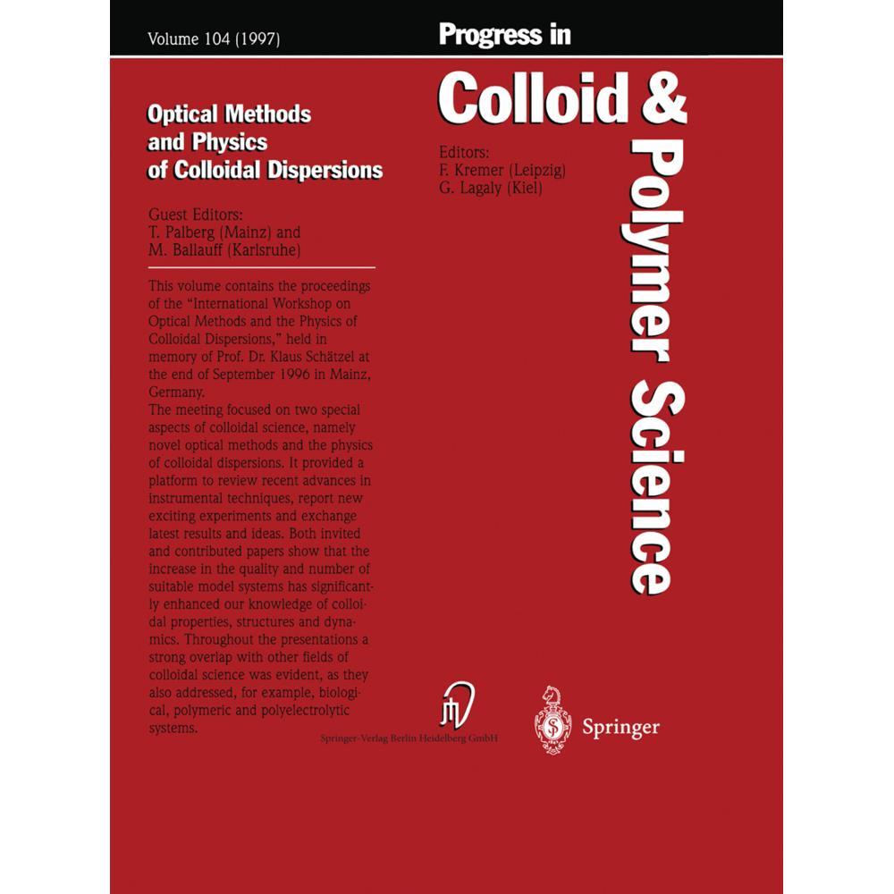 Optical Methods and Physics of Colloida, Sachbücher von Matthias Ballauff, Thomas Palberg